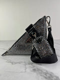 PRADA Triangle Black Satin Crystal Shoulder/Crossbody Bag