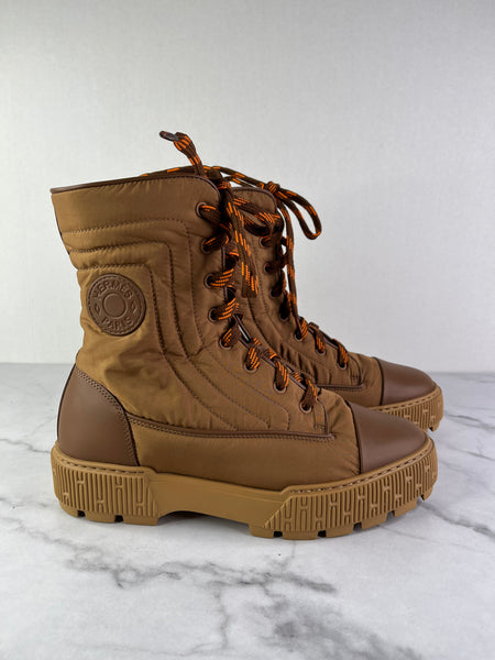 Hermès Brun Amourette Calfskin Parachute Fresh Ankle Boots Size 39.5