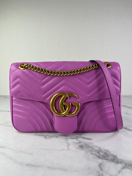 GUCCI Candy Mousse Calfskin Matelasse Medium GG Marmont Shoulder/Crossbody Bag&nbsp;