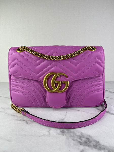 GUCCI Candy Mousse Calfskin Matelasse Medium GG Marmont Shoulder/Crossbody Bag&nbsp;