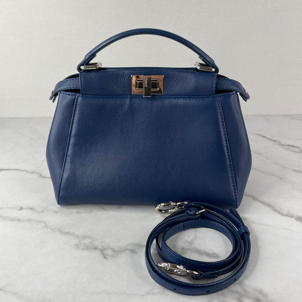 Fendi Blue Peekaboo Mini Crossbody/Shoulder Bag