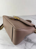 GUCCI Porcelain Rose Small Calfskin Matelasse GG Marmont Top Handle Shoulder/Crossbody Bag