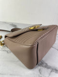 GUCCI Porcelain Rose Small Calfskin Matelasse GG Marmont Top Handle Shoulder/Crossbody Bag