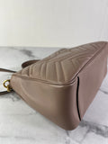 GUCCI Porcelain Rose Small Calfskin Matelasse GG Marmont Top Handle Shoulder/Crossbody Bag