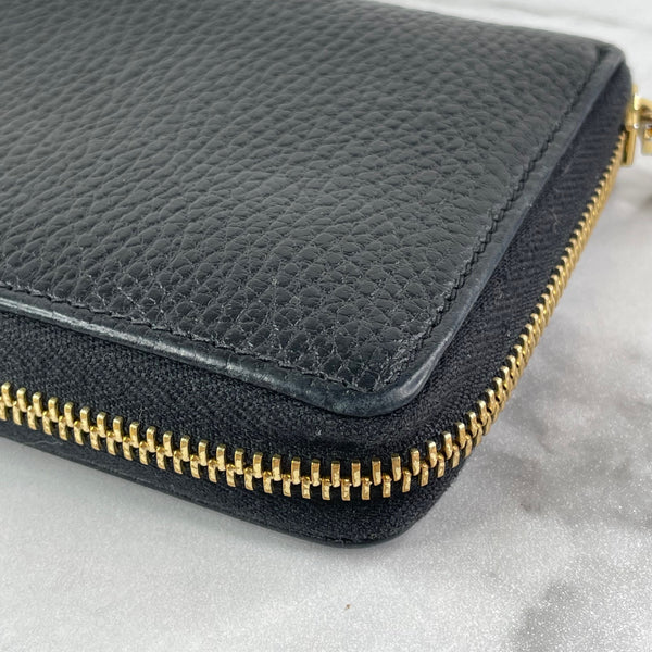 GUCCI Black GG Marmont Zip-Around Wallet