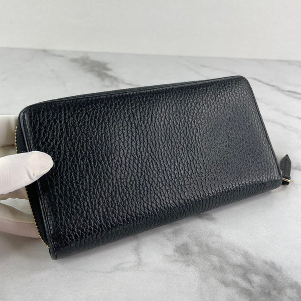 GUCCI Black GG Marmont Zip-Around Wallet