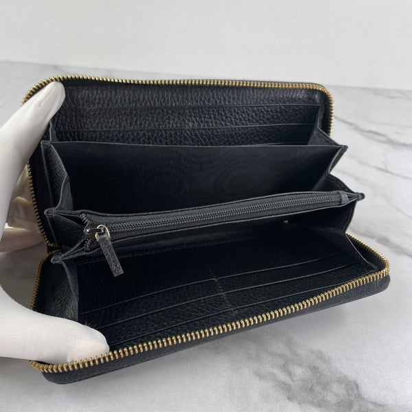 GUCCI Black GG Marmont Zip-Around Wallet