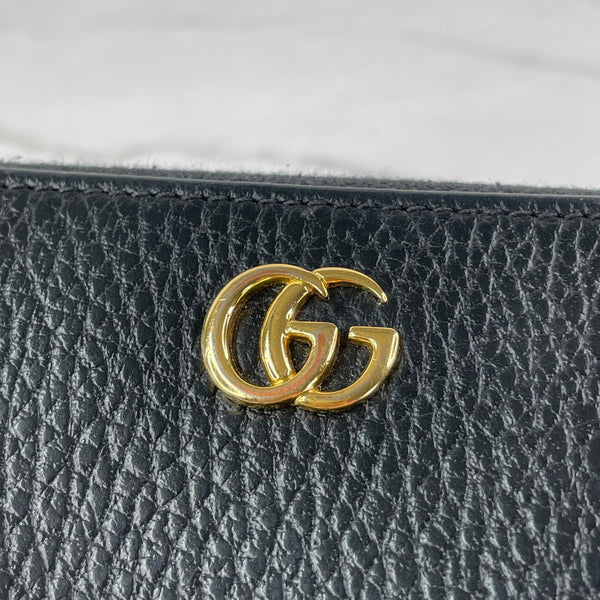 GUCCI Black GG Marmont Zip-Around Wallet
