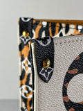 LOUIS VUITTON Caramel Brown/Ivory Monogram Giant Jungle Onthego GM Tote Bag