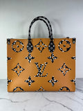 LOUIS VUITTON Caramel Brown/Ivory Monogram Giant Jungle Onthego GM Tote Bag