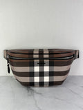BURBERRY Dark Birch Brown E-canvas Check Bum Bag