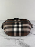 BURBERRY Dark Birch Brown E-canvas Check Bum Bag