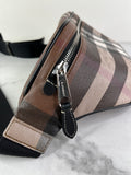BURBERRY Dark Birch Brown E-canvas Check Bum Bag