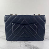 Chanel Navy Blue Chevron Quilted Leather Single Flap Crossbody/Shoulder Bag