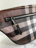 BURBERRY Dark Birch Brown E-canvas Check Bum Bag