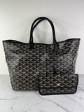 GOYARD Black Goyardine Saint Louis PM Shoulder Tote Bag