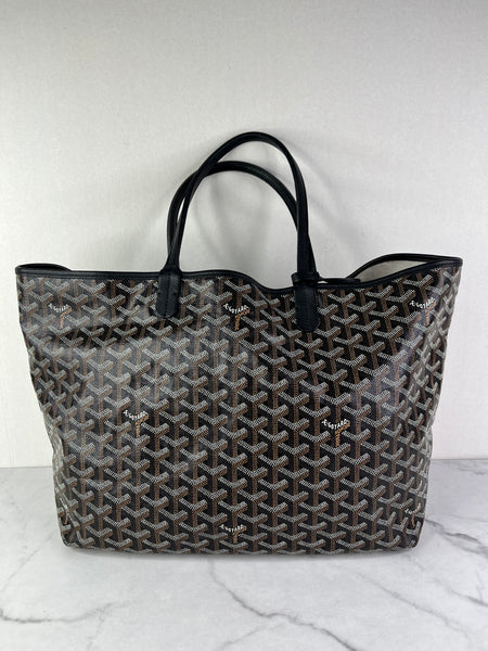 GOYARD Black Goyardine Saint Louis PM Shoulder Tote Bag