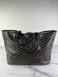 GOYARD Black Goyardine Saint Louis PM Shoulder Tote Bag