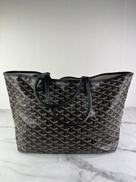 GOYARD Black Goyardine Saint Louis PM Shoulder Tote Bag