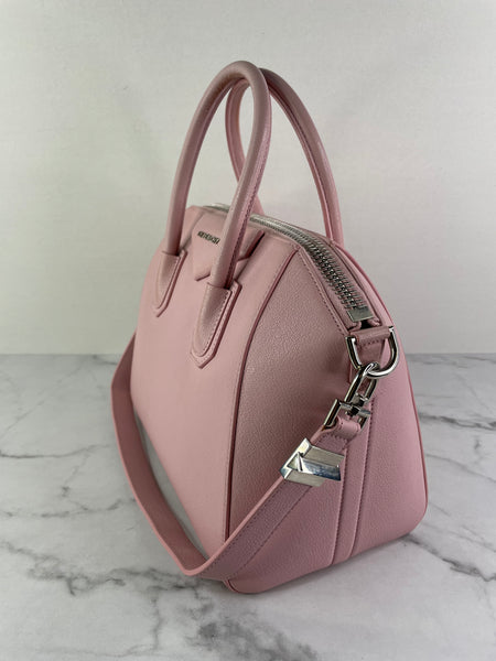 GIVENCHY Pink Grained Leather Small Antigona Shoulder Bag