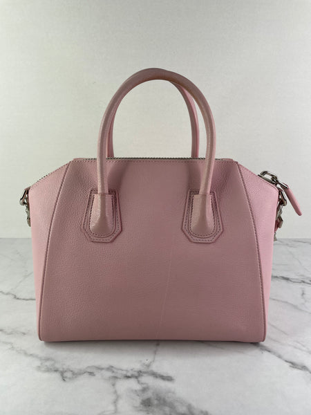 GIVENCHY Pink Grained Leather Small Antigona Shoulder Bag