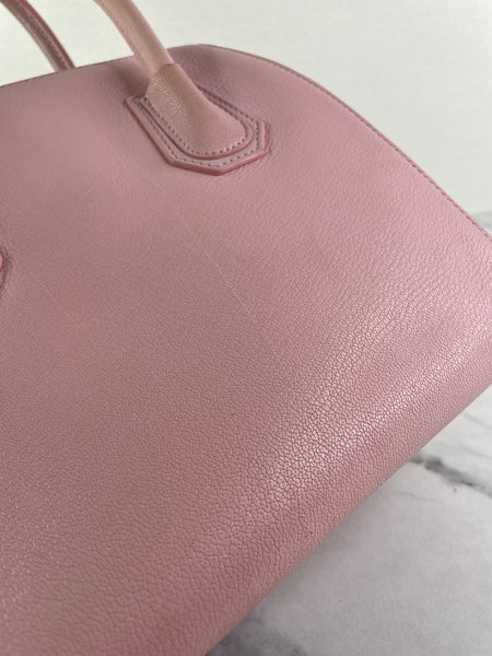 GIVENCHY Pink Grained Leather Small Antigona Shoulder Bag