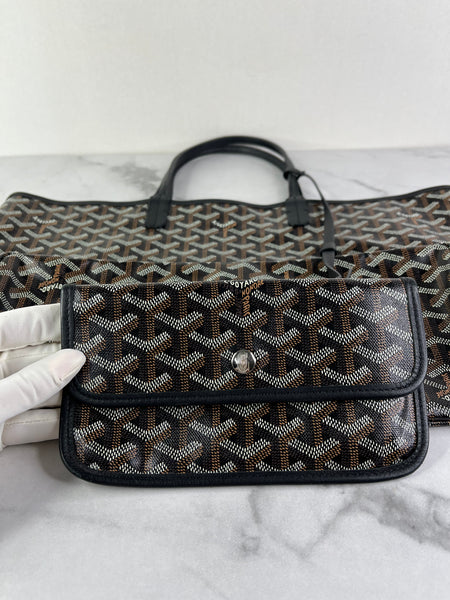 GOYARD Black Goyardine Saint Louis PM Shoulder Tote Bag