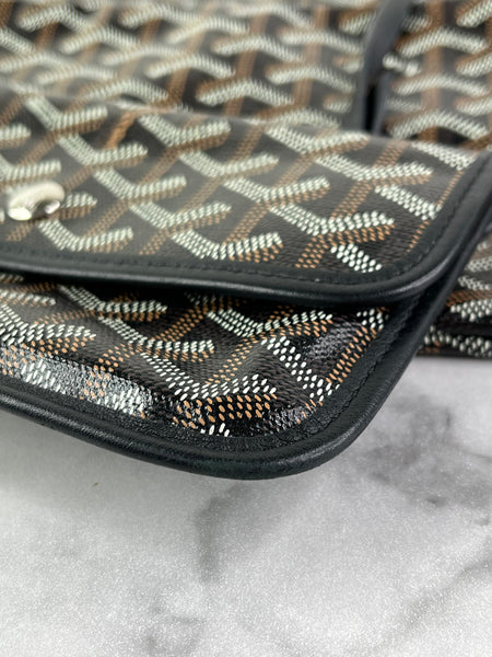 GOYARD Black Goyardine Saint Louis PM Shoulder Tote Bag