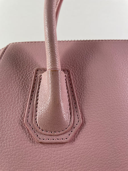 GIVENCHY Pink Grained Leather Small Antigona Shoulder Bag
