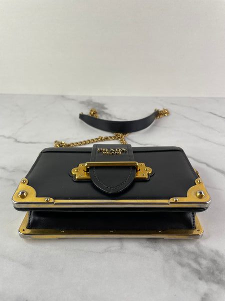 PRADA Black City Calf Saffiano Cahier Crossbody/Shoulder Bag