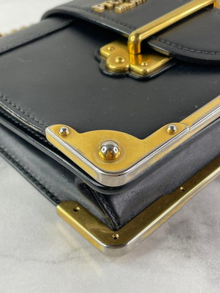 PRADA Black City Calf Saffiano Cahier Crossbody/Shoulder Bag