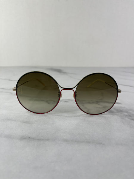 GUCCI GG Gold Green/Red Round Gradient Metal Sunglasses