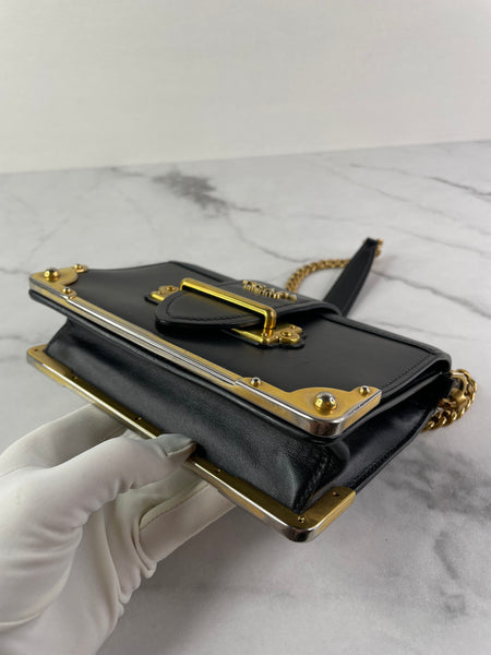 PRADA Black City Calf Saffiano Cahier Crossbody/Shoulder Bag
