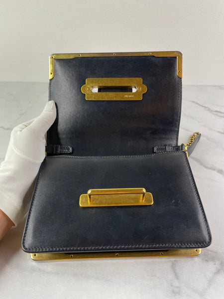 PRADA Black City Calf Saffiano Cahier Crossbody/Shoulder Bag