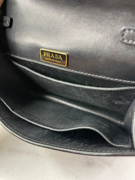 PRADA Black City Calf Saffiano Cahier Crossbody/Shoulder Bag