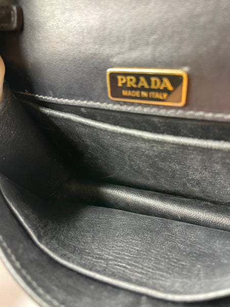 PRADA Black City Calf Saffiano Cahier Crossbody/Shoulder Bag