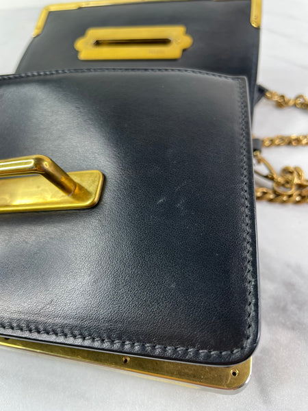 PRADA Black City Calf Saffiano Cahier Crossbody/Shoulder Bag