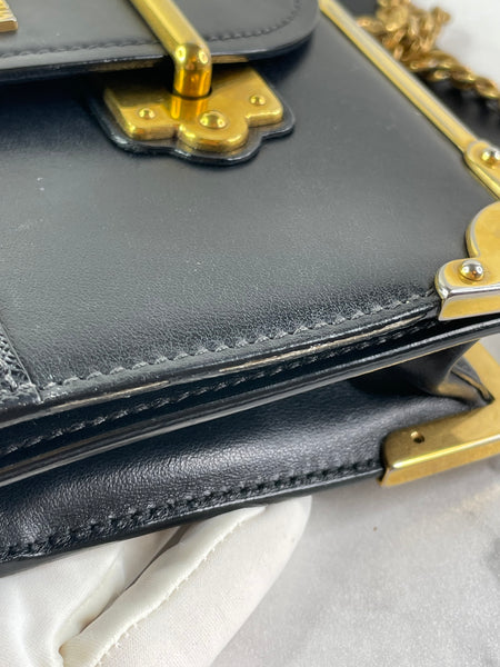 PRADA Black City Calf Saffiano Cahier Crossbody/Shoulder Bag