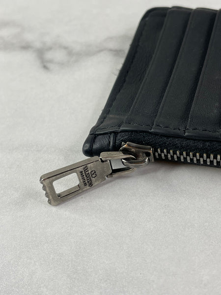 Valentino Unisex Matte Black Toile Iconographe Card Holder/Wallet