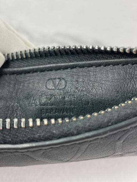 Valentino Unisex Matte Black Toile Iconographe Card Holder/Wallet