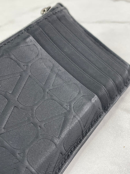 Valentino Unisex Matte Black Toile Iconographe Card Holder/Wallet