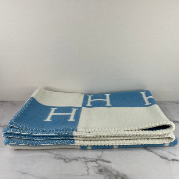 Hermes Avalon baby blanket Bleu Genièvre / Blanc