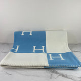 Hermes Avalon baby blanket Bleu Genièvre / Blanc