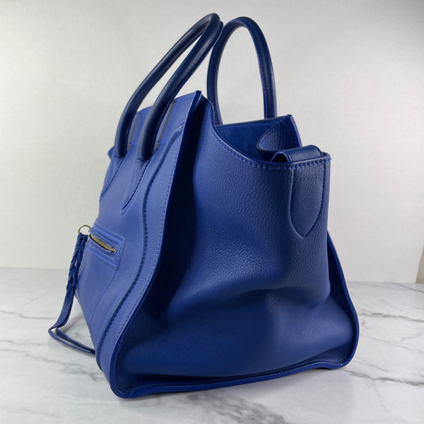 Celine Indigo Blue Supple Calfskin Medium Phantom Luggage Bag