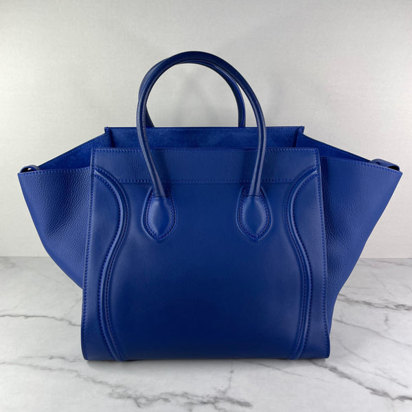 Celine Indigo Blue Supple Calfskin Medium Phantom Luggage Bag