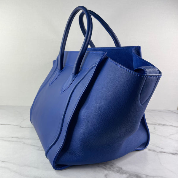 Celine Indigo Blue Supple Calfskin Medium Phantom Luggage Bag