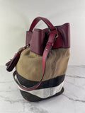 Burberry Burgundy Mega Check Ashby Bucket Shoulder Bag