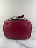 Burberry Burgundy Mega Check Ashby Bucket Shoulder Bag