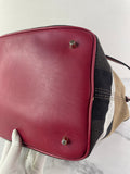 Burberry Burgundy Mega Check Ashby Bucket Shoulder Bag
