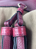 Burberry Burgundy Mega Check Ashby Bucket Shoulder Bag